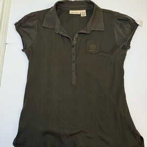 Y2K DKNY Jeans Ribbed Polo Shirt Size XL
Brown Top